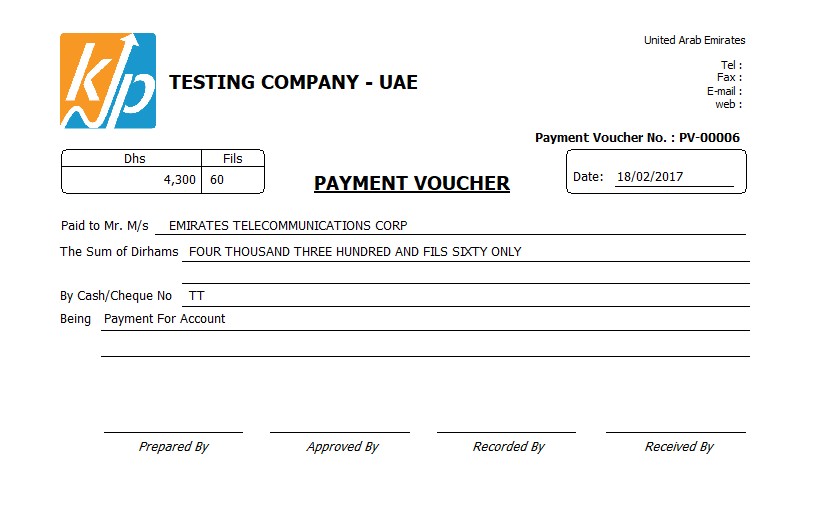 KP Payment Voucher E Stream MSC